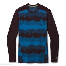 Smartwool 男士戶外美麗諾羊毛長袖針織衫，山脈圖案設計，透氣舒適，登山健行首選