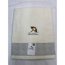 Arnold Palmer 經典刺繡幾何邊飾浴巾, 1個, 浴巾（白色）