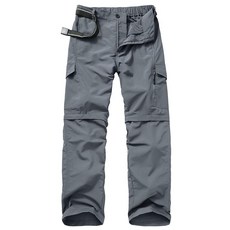 남성용 하이킹 컨버터블 팬츠 아웃도어 방수 빠른 건조 지퍼 오프 경량 여행 낚시 보이 스카우트 팬츠 회색.