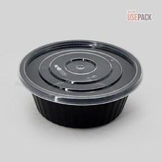 유즈팩 BW 사출 195파이 중 50개 검정 포장용기 냉면용기, 1개