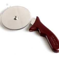 가정용 원형 회전날 피자 절단기 스테인리스 날 우드 손잡이 파이 빵 자르기, 1개