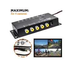 정시출고 품질보증 미니 자동차 4 웨이 카메라 4 뷰 비디오 스위치 주차 카메라 왼쪽 오른쪽 전면 후면 변, 01 검정색