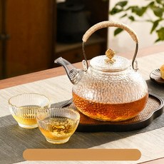 하이라이트용 소형 물끓이는 유리 손잡이, 901ml 이상 1L 이하, 1L, 스노우포인트 900ml 연꽃잔 2개