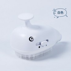 小鯨魚兒童花灑噴頭寶寶洗澡洗頭神器帶皁液硅膠毛刷搓澡手持花灑, 1個, 小鯨魚兒童噴頭【白色】:一個
