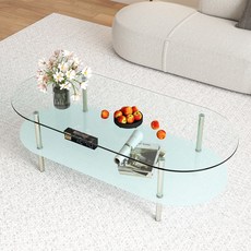 거실 인테리어 티테이블 예쁜거실 테이블 타원형 테이블, 투명+연마1200