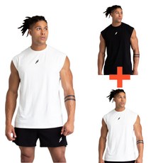 씨엠 남성 헬스 머슬핏 오버빗 나시 2장세트