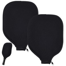 CUTHOLLOW 로프 지퍼가 있는 심플한 패턴 피클볼 패들 커버 2개 20 x 30cm 7.8 11.8인치 네오프렌 방수 긁힘 방지 세탁기 세탁 가능한 라켓 보호 가방 표준, 베이직 블랙