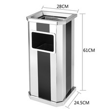 재털이 휴지통 스텐 당구장 스탠드 흡연실, U. 블랙 스트립 스테인레스 스틸 측면 개구, 1개