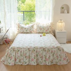 러빙랩 플라워 순면 스커트 침대커버 베개커버 세트