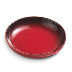 Miamolo 주방 카운터용 세라믹 스푼 받침대 스토브 탑용 주방 스푼 홀더 국자 집게 주걱용 드립 트레이가 있는 조리기구 받침대 식기 세척기 사용 가능 라이트 그레이, 레드