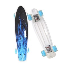 運動 兒童滑板車 四輪閃光 PU大輪 男女生 手提 少年 刷街 小魚板 輕便折疊運動達人推薦, 1個, 藍色煙霧