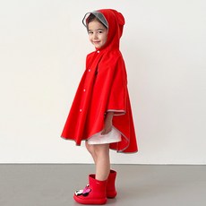 ECLL 디즈니 빛 반사띠 아동 레인코트 후드 판초 우비