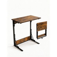 업그레이드된 61cm 24인치 테이블 거실 침실용 TV 소형 사이드 블랙 엔드, Set of 4, 2-러스틱 브라운.