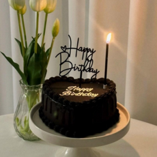 블랙 생일 케이크 토퍼+케이크초 세트, 1세트, 20g, 하트