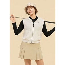 챌린저 여성 글로시 텍스처 후드 베스트 화이트