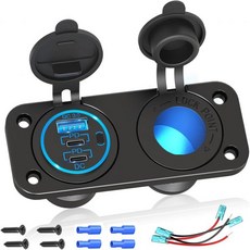 업그레이드된 78와트 3포트 12볼트 24볼트 USB 콘센트 담배라이터 소켓 패널 듀얼 30와트 PD 및 QC3.0 다중 포트 실린더 충전기 버튼 스위치 150와트 조명 2in