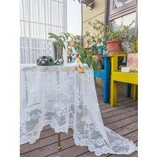 플라워레이스 엔틱 직사각 북유럽풍 테이블보 메쉬 망사, 1개, 90x90cm, 프렌치 풀 플로럴 레이스 테이블보