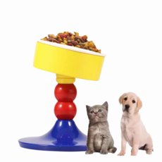 그램도그 강아지 고양이 높이조절 식기, 1개, 진노랑