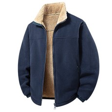 男士冬季立領抓絨保暖棉外套 - 日常休閒露營野營加絨短款棉服