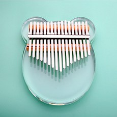 아크릴칼림바 투명 네잎클로버 하트 곰돌이 고양이 17음계, 투명 곰돌이, 1개