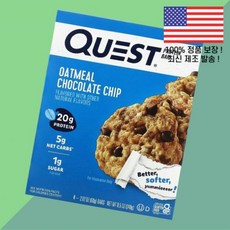 퀘스트 뉴트리션 단백 프로틴 바 오트밀 초콜릿 칩 4개 각 2.12온스 60g Quest Nutrition Protein Bar Oatmeal Chocolate Chip 4 B, 1