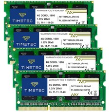 Timetec 16GB KIT2x8GB DDR3L/DDR3 1600MHzDDR3L-1600 PC3L-12800 Non-ECC Unbuffered 135V/15V CL11 2Rx8, 16GB KIT(4x4GB), 16GB KIT(4x4GB)