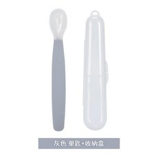 YZMY 嬰兒矽膠輔食勺, 高階灰盒裝, 1個