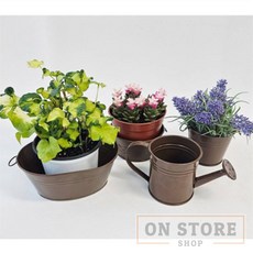 [ON디자인] 가드닝 브라운틴 4p 가든양철바구니