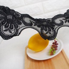 데코탑 망사자수레이스신상모음 블랙자수 핑크자수등 넓은폭레이스, 블랙해바라기, 1개