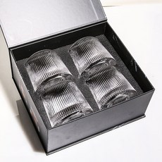【酒杯禮盒裝】威士忌酒具禮盒家用酒具套裝送禮威士忌酒杯網紅杯子禮盒裝 2MTV, 晶質豎紋杯套裝, 1個