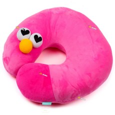 구니스토어 큰눈 캐릭터 목쿠션 목베게 핑크 사무실목베개 휴대용베개 캐릭터쿠션