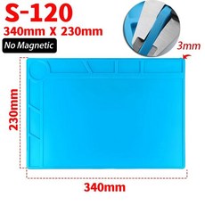 ESD 단열 납땜 매트 컴퓨터 전화 수리 도구 키트 작업 실리콘 패드 내열성 유지 보수 키트, S-120 340 X 230mm