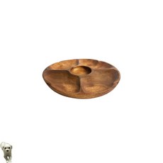 ROUMEI 아카시아 원형홀5절 원형나눔접시, 대, 1개