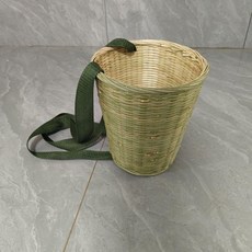 竹編揹簍 採摘收納 扁形圓形, 1個
