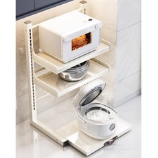 [부드러운 슬라이딩] 주방 전자레인지 밥솥 수납 선반 렌지대, 1단, 3단 화이트 60x35cm