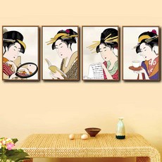 일본 기모노 액자 유화 벽화 이자카야 인테리어 포차 A타입 30x40cm 블랙 프레임, 60x80/70x100cm 문의주세요