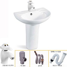 흰색 긴다리 세면기 ZL1051 부속포함 욕실 세면대 내구성 실용 다용도 활용, 어린이 단일 냉백 기둥 세면대 하수구