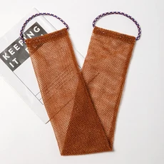 아프리카 그물 목욕 스폰지 긴 각질 제거 샤워 바디 스크러버 등 피부 부드러움 14x77cm, 03 Brown