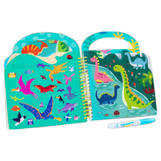 水畫本 2合1水畫本 貼紙本 兒童益智玩具 無毒安全 攜帶方便, 恐龍款（包含一筆）