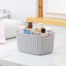 라탄바구니 수납바스켓 미니바구니 리빙 바스켓 그레이, 1개