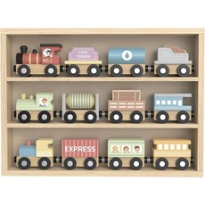 원목 미니 마그네틱 12단 기차 놀이 Tooky Toy My Forest Friends Wooden Train & Carriage 12 pcs Set with Magnets, 1세트, 파스텔 원목색