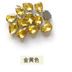 N Y K DIY多色水滴玻璃四爪鑽閃鑽服飾配件，兒童手工製作材料包，創意飾品DIY材料, 18*25水滴四角爪金黃20顆, 1個
