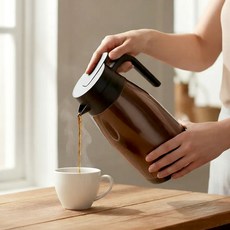 베스트데코 스텐진공 커피포트 1L 보온병 보온포트, 스텐진공포트_브라운