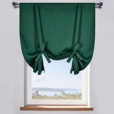 DONREN 미디엄 그레이 타이 업 커튼 86.4 x 114.4cm( 176764 7920524576, 다크 그린