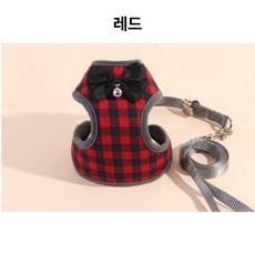 썸씽슈츠 아마존 폭발 격자무늬 애완 동물 리드줄 하네스, 1세트, 레드