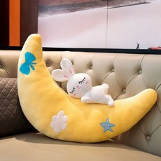 말랑 모찌 달토끼인형 쿠션, 30cm, 노란색