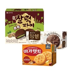 명가 찰떡파이 두쫀쿠 두바이ST 피스타치오맛 300g x1개+몽쉘 오리지널 204G x1개+마가렛트 오리지널 176g x1개