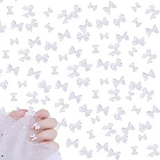 네일 파츠 리본 200개 세트 나비 매듭 나비 네일 데코 파츠 리본 네일 파츠 수지 투명 3D 입체 네일 아트 파츠 귀여워 네일용 주얼리 파츠 네일 장식 DIY 핸드메이드 (클리