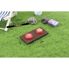 迷你 貓 狗 糧盆 狗盆 狗糧 貓糧 寵物 飼料盆 碗盆 D503 娃娃屋 微縮場景 食玩模型 微縮場景 隨草憶境, 1個, 一組入（1底盤+2碗）