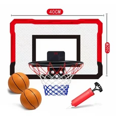 문 위의 실버백 23인치 LED 조명 농구 후프 농구공 및 에어 펌프 포함 블랙, Black 23"